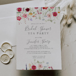 Simple Wildblomme Möhippa Tea Party Inbjudningar