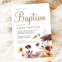 Simple Wildbloms Blommigt Girl's Baptism Inbjudningar