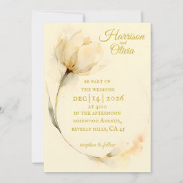 Simple wildflower Beige Watercolor Tulip wedding Inbjudningar