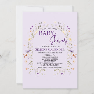Simple Wildflower Floral Baby Shower Invitation Inbjudningar