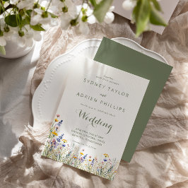 Simple Wildflower Informal Wedding Invitation Inbjudningar
