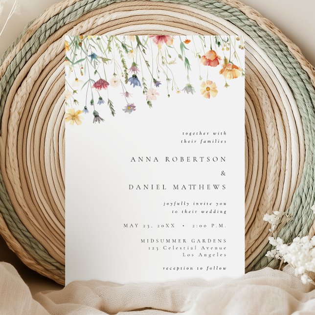 Simple Wildflower Wedding Invitation Inbjudningar (Skapare uppladdad)