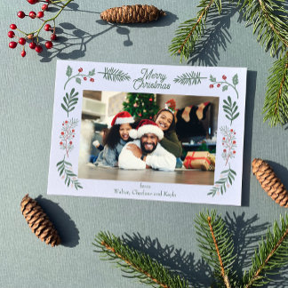 Simple Winter Foliage Single Photo Horizontal Julkort