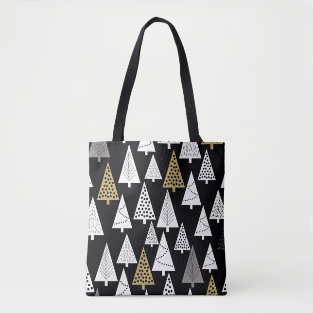 Simple winter pattern. Black background. Gold, sil Tygkasse (Framsida)