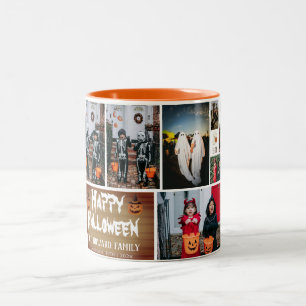 Simple Wood Spooky Photo Happy halloween Två-Tonad Mugg