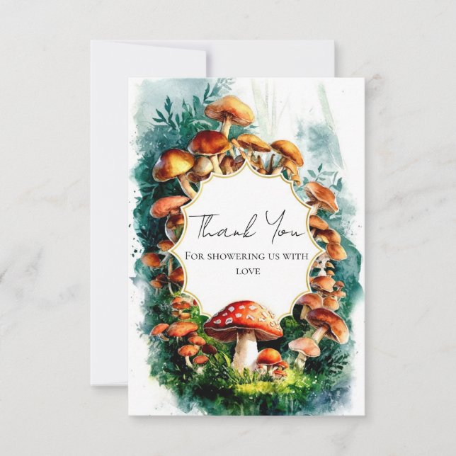 Simple Woodland Mushroom Baby Shower Tack Kort (Framsida)