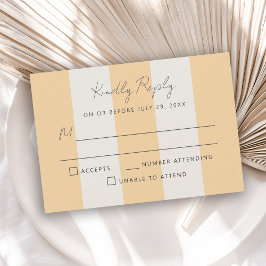 Simple Yellow OffWhite Cabana Stripes Wedding RSVP OSA Kort