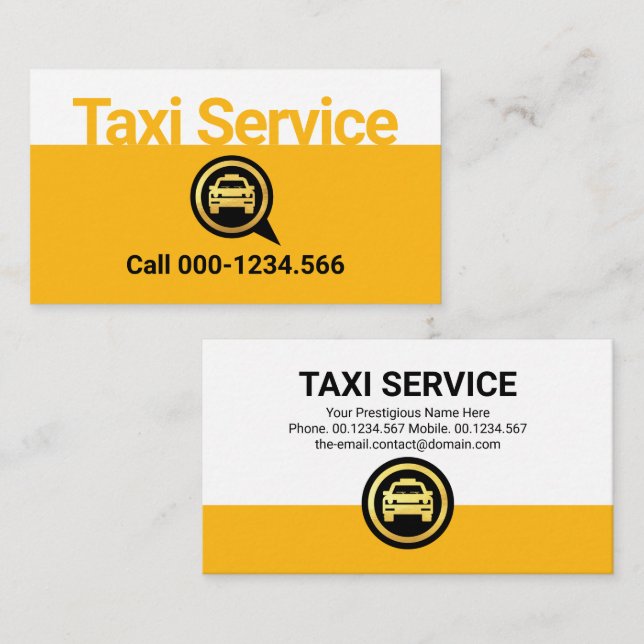 Simple Yellow Taxi Service Layer Visitkort (Fram/baksida)