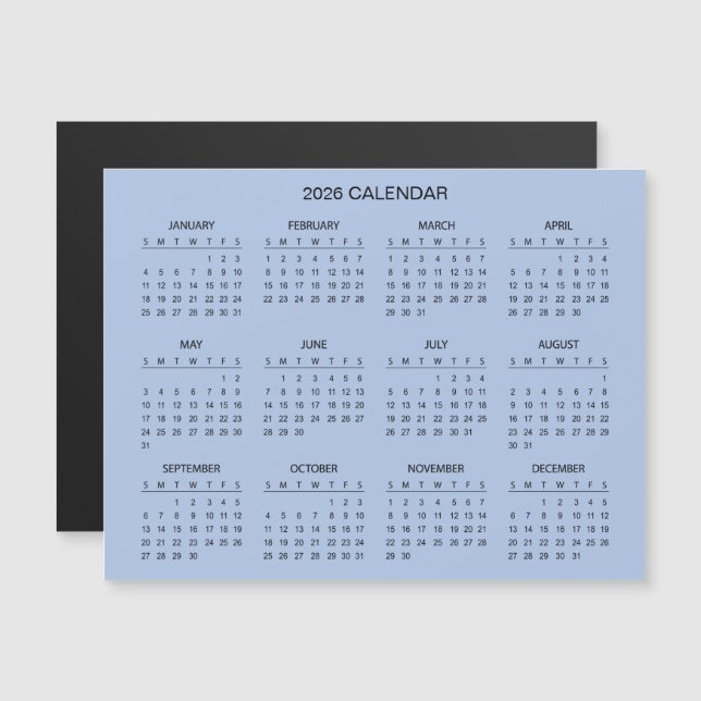Simple Yet Elegant 2026 Calendar | Magnet (Fram/baksida)