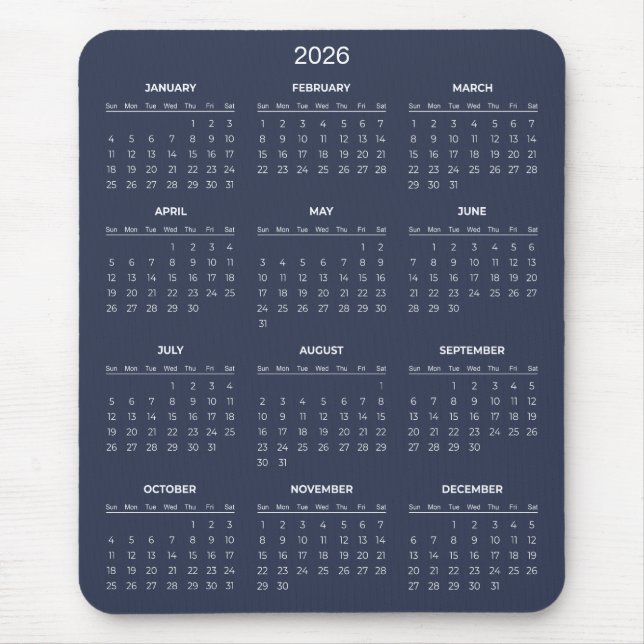 Simple Yet Elegant 2026 Calendar | Mousepad Musmatta (Framsidan)