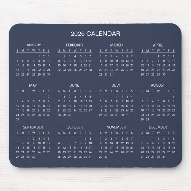 Simple Yet Elegant 2026 Calendar | Mousepad Musmatta (Framsidan)