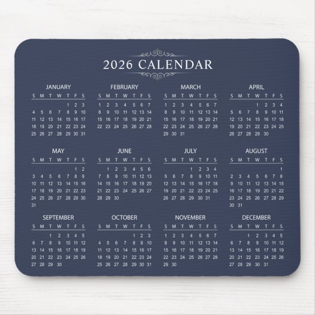Simple Yet Elegant 2026 Calendar | Mousepad Musmatta (Framsidan)