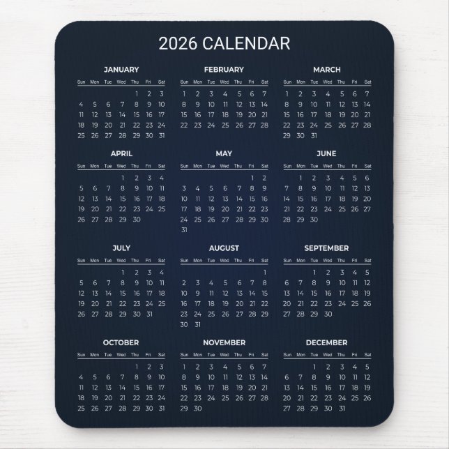 Simple Yet Elegant 2026 Calendar | Mousepad Musmatta (Framsidan)