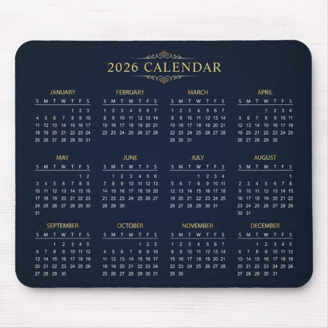 Simple Yet Elegant 2026 Calendar | Mousepad Musmatta (Framsidan)