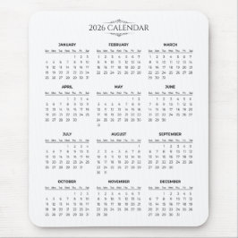 Simple Yet Elegant 2026 Calendar | Mousepad Musmatta