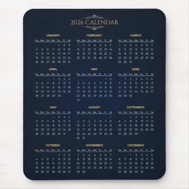 Simple Yet Elegant 2026 Calendar | Mousepad Musmatta (Framsidan)