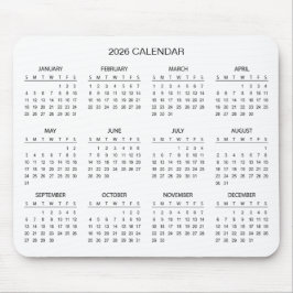 Simple Yet Elegant 2026 Calendar | Mousepad Musmatta