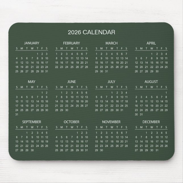 Simple Yet Elegant 2026 Calendar | Mousepad Musmatta (Framsidan)