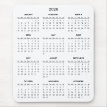 Simple Yet Elegant 2026 Calendar | Mousepad