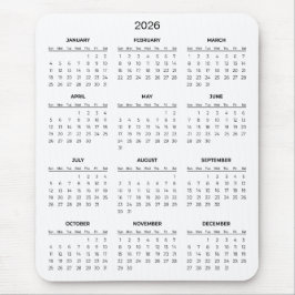 Simple Yet Elegant 2026 Calendar | Mousepad Musmatta