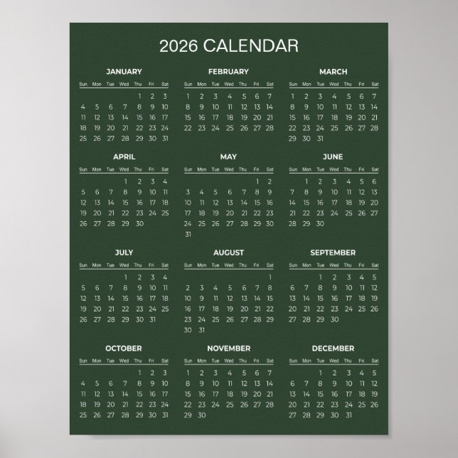 Simple Yet Elegant 2026 Calendar |  Poster (Framsidan)