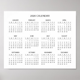 Simple Yet Elegant 2026 Calendar | Poster