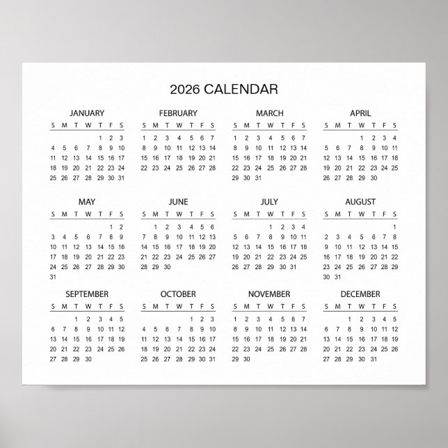 Simple Yet Elegant 2026 Calendar |  Poster (Framsidan)
