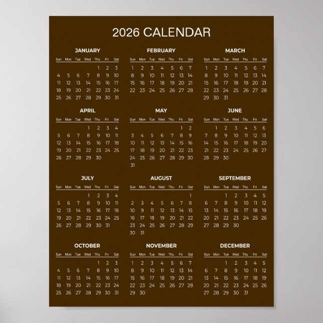 Simple Yet Elegant 2026 Calendar |  Poster (Framsidan)