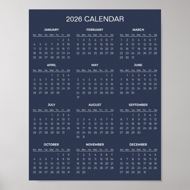 Simple Yet Elegant 2026 Calendar |  Poster (Framsidan)