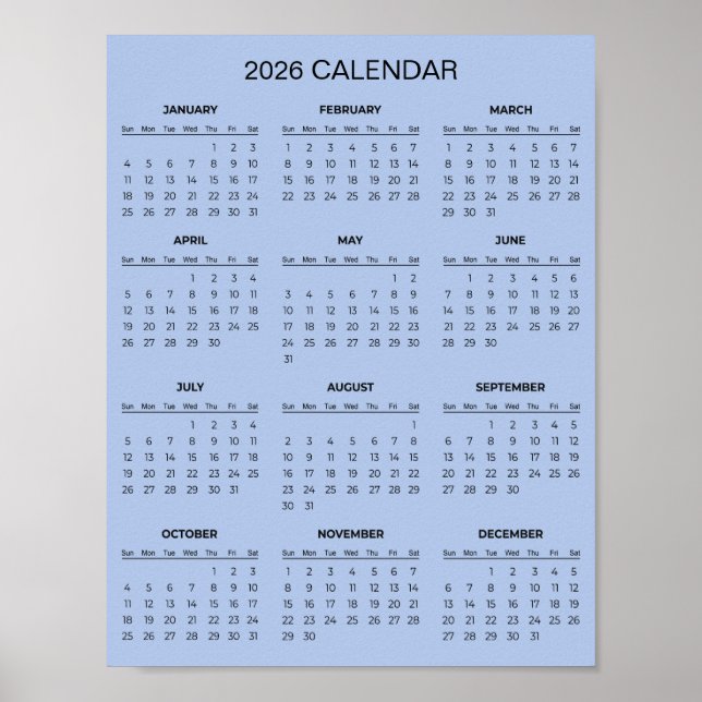 Simple Yet Elegant 2026 Calendar |  Poster (Framsidan)