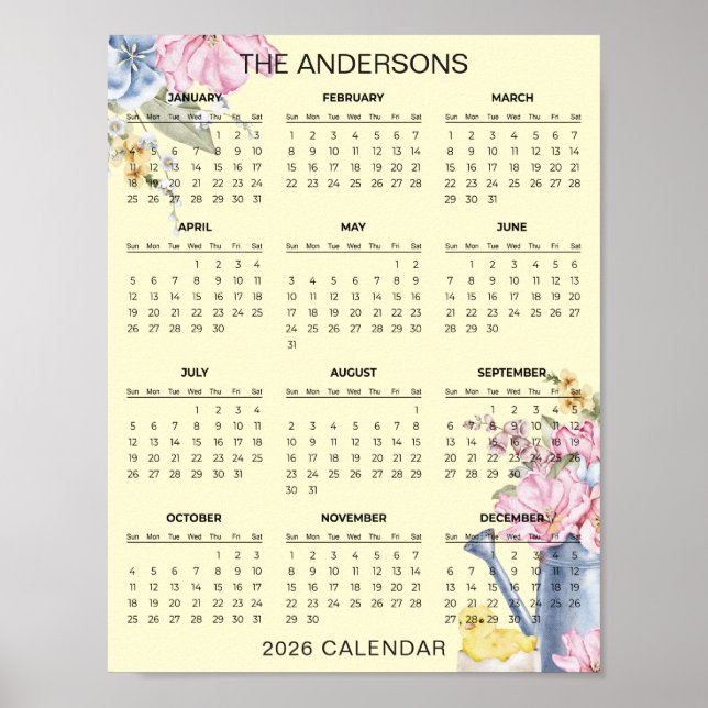 Simple Yet Elegant Floral 2026 Calendar  |  Poster (Framsidan)