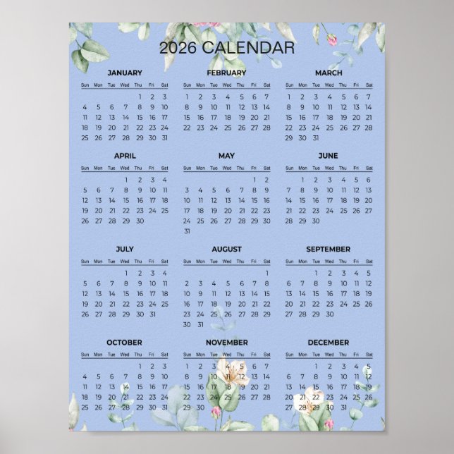 Simple Yet Elegant Floral 2026 Calendar  |  Poster (Framsidan)