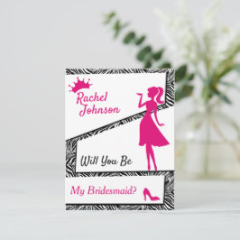 Simple Zebra, blir du min Bridesmaid Julkort