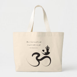 Simple Zen Yoga Om Calligraphy Silhouette Logotyp Jumbo Tygkasse