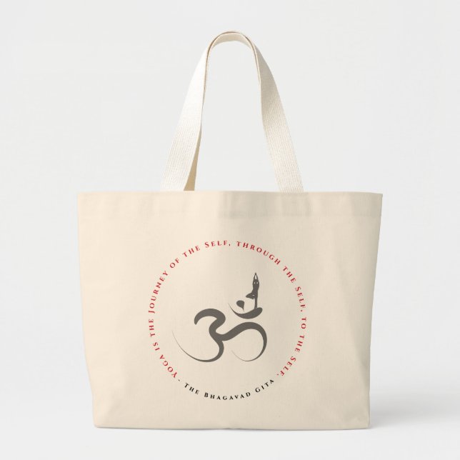 Simple Zen Yoga Om Calligraphy Silhouette Logotyp  Jumbo Tygkasse (Framsidan)