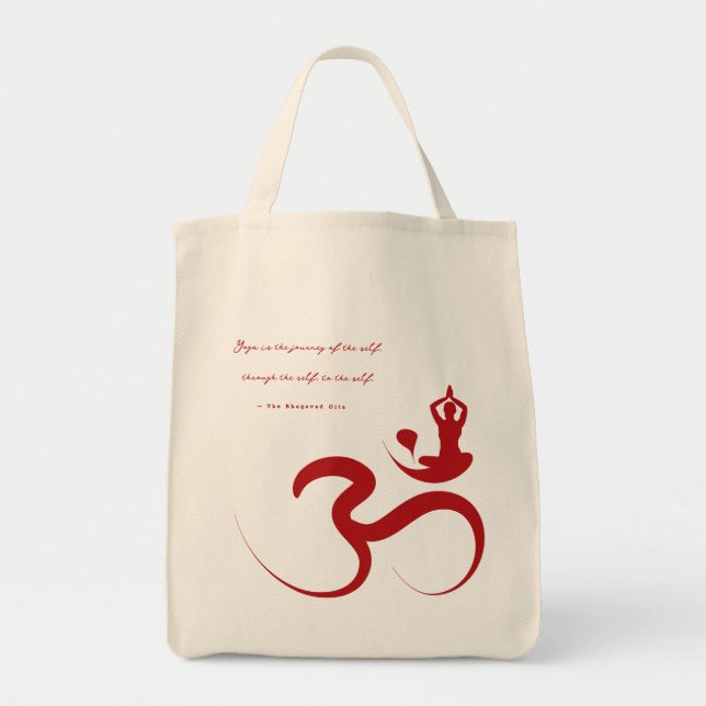 Simple Zen Yoga Om Calligraphy Silhouette Logotyp  Tygkasse (Framsidan)