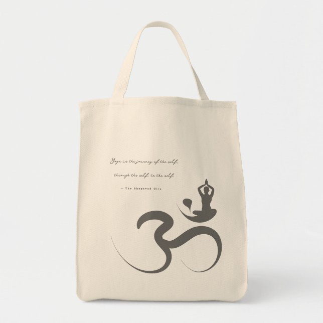 Simple Zen Yoga Om Calligraphy Silhouette Logotyp  Tygkasse (Framsidan)