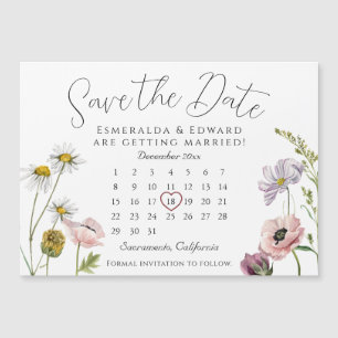 SimpleWild Flower Bröllop-kalender Spara datum