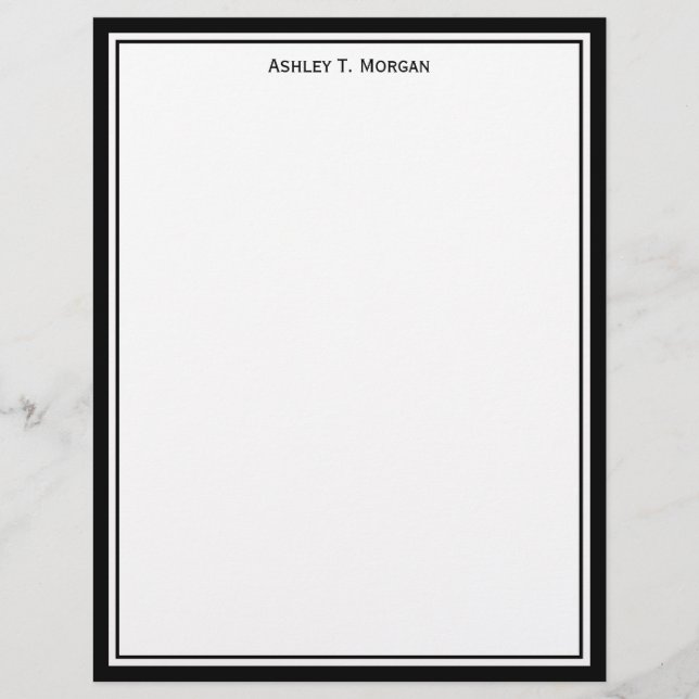 Simplicit Black White Personlig Letterhead (Framsida)