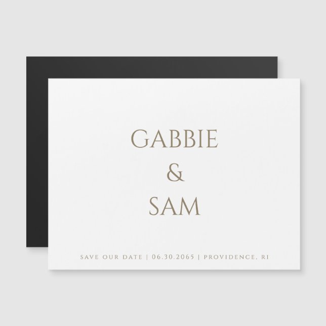 Simplicity Wedding Save our Date Magnetisk Inbjudningskort (Fram/baksida)