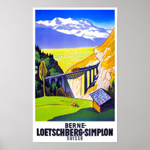 Simplon Pass Schweiz vintage resor Poster
