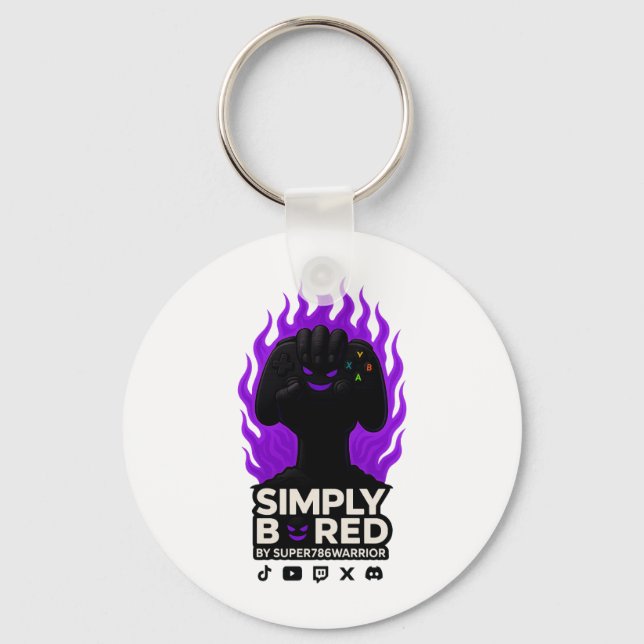 SIMPLY BORED Keychain – Purple Flame Edition 🔥🎮 Nyckelring (Framsida)
