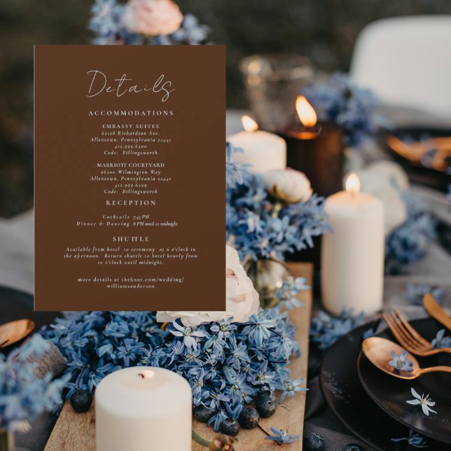 Simply Brown Wedding Details Enclosure Inbjudningar (Skapare uppladdad)