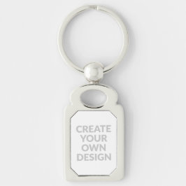 Simply - Create Your Own Metal Keychain Rektangulärt Silverfärgad Nyckelring