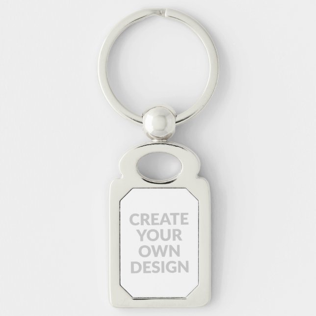 Simply - Create Your Own Metal Keychain Rektangulärt Silverfärgad Nyckelring (Framsidan)
