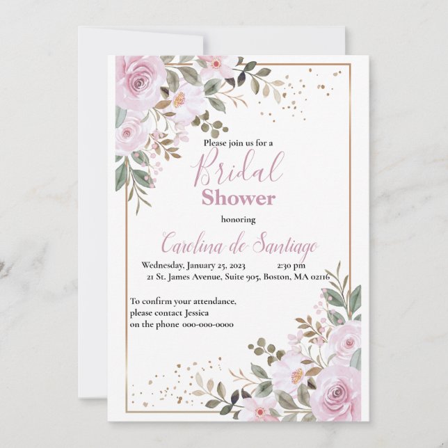 Simply Elegant Bridal Shower Invitation Inbjudningar (Framsida)
