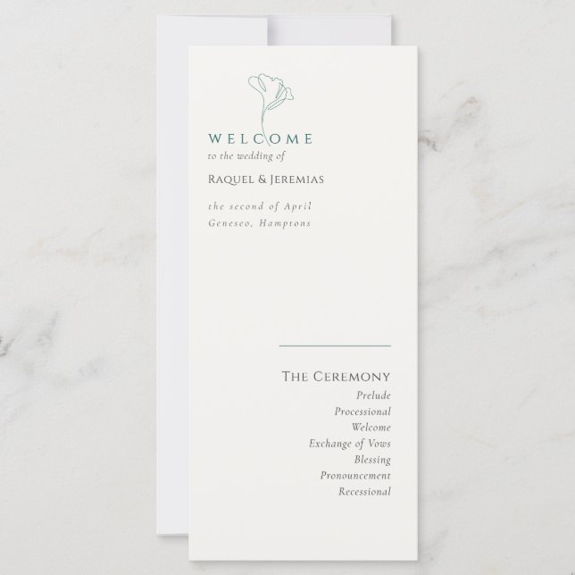 Simply Elegant Emerald Modern Wedding Program (Framsida)