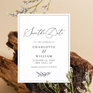 Simply Elegant Minimalist Wedding Save the Date Vykort