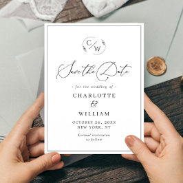 Simply Elegant Minimalist Wedding Save the Date Vykort