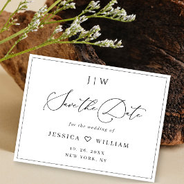 Simply Elegant Minimalist Wedding Save the Date Vykort